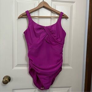 Lands End Modest Purple One Piece Swimsuit